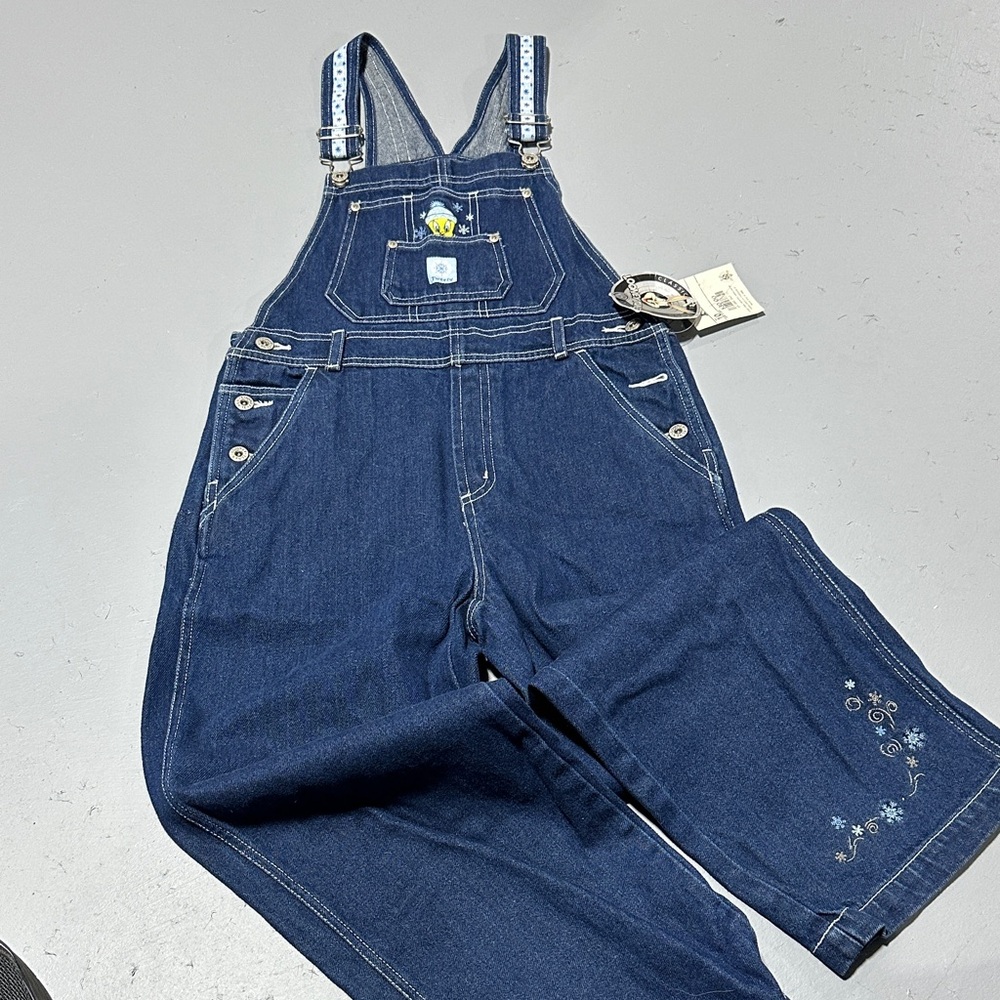 Looney Tunes Classic Tweetie Bird Women's NEW old stock SZ 10 Denim Overalls